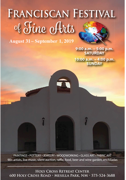 OLCprov's tweet photo. The FRANCISCAN FESTIVAL OF FINE ARTS is this Saturday & Sunday @ Holy Cross Retreat Center, Mesilla Park, NM - featuring 80+ artists - a variety of fine arts, enchilada dinner & other food vendors, beer/wine garden, live music on 2 stages, & more! Hope you can join us! #olcprov https://t.co/N9U8MXJNjb