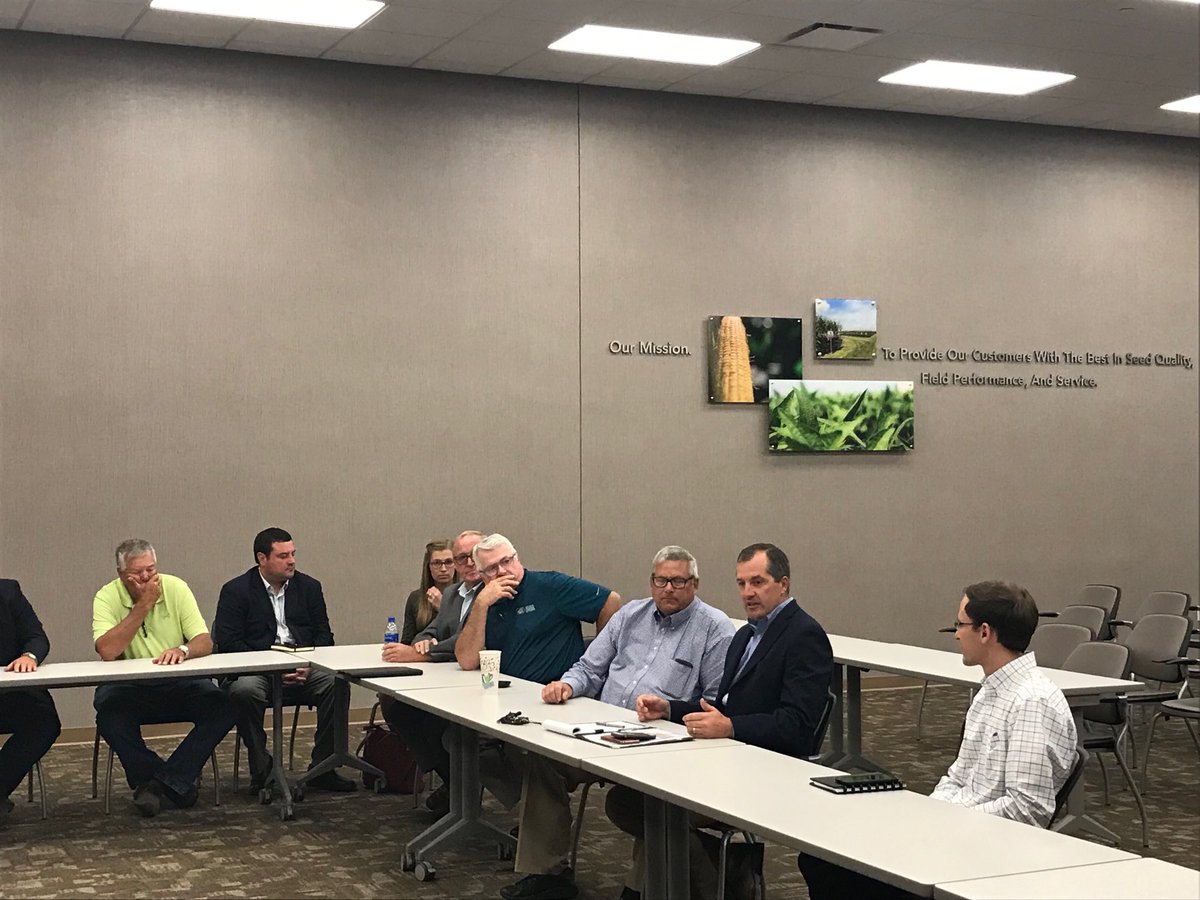 Iowa Secretary ⁦@MikeNaigIA⁩ and Under Secretary ⁦@BillAtUSDA⁩ are hosting a roundtable with industry leaders and producers to discuss trade, renewable fuels and other hot topics in #IowaAg.