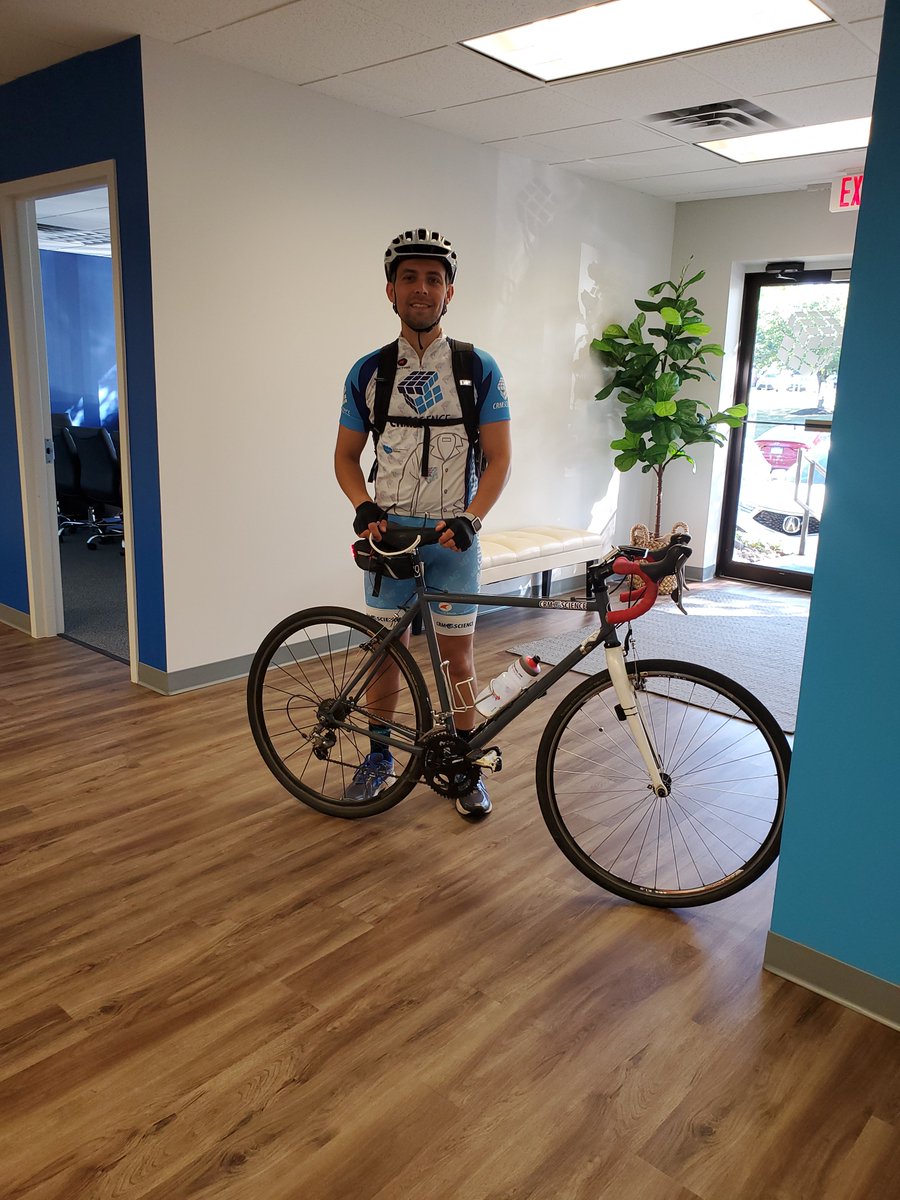 angelaplan4u's tweet image. My Co-worker @MikeKatulka rode his bike into work today, with his @CRMScience gear. #CRMScienceProud