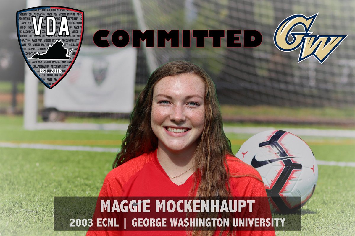 vdasoccer's tweet photo. Congratulations to @EcnlVda 03 Maggie Mockenhaupt on her commitment to play @NCAASoccer at @GWWomensSoccer #VDAECNL #VDAGirls #FutureVDAAlum https://t.co/0kxq94EYdV