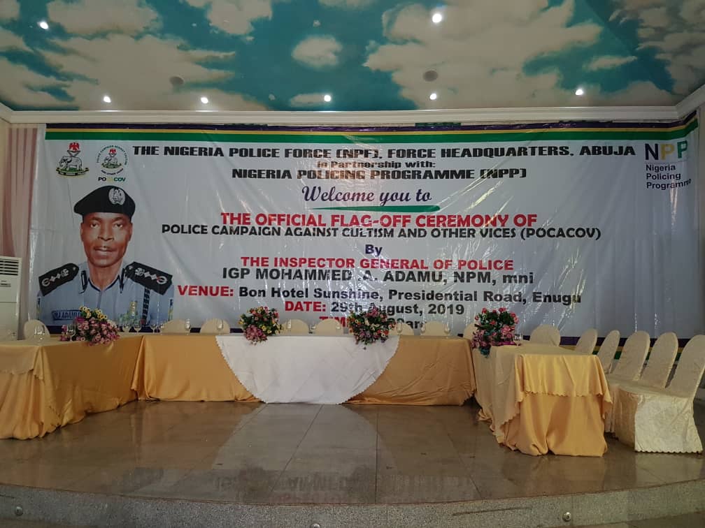 Today at the official flag-off ceremony of the Police Campaign Against Cultism and Other Vices (POCACOV) in Enugu. #NPP #NPPbetterpolicing #NPPcoordination #NPPaccountability #Coffey