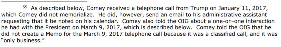 These are the 2 calls not documented in memos. January 11, 2017 & March 9, 2017. Both during critical moments in the coup plot....