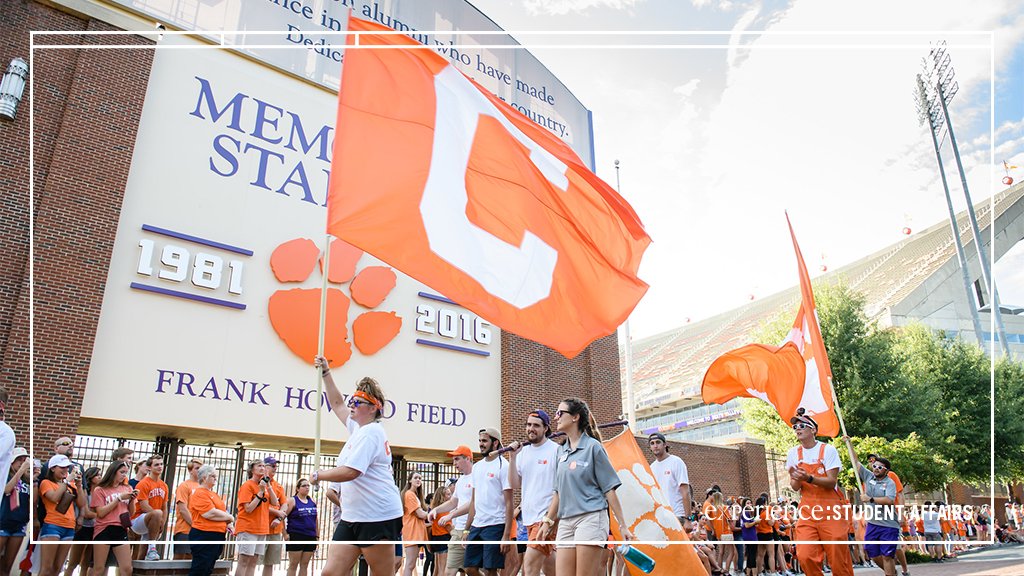 ClemsonSA's tweet image. Happy game day, Tigers! We can’t wait to see all of you cheer on the Tigers against Georgia Tech alongside @cucentralspirit! Kick off is at 8 p.m. #ExperienceCelebration