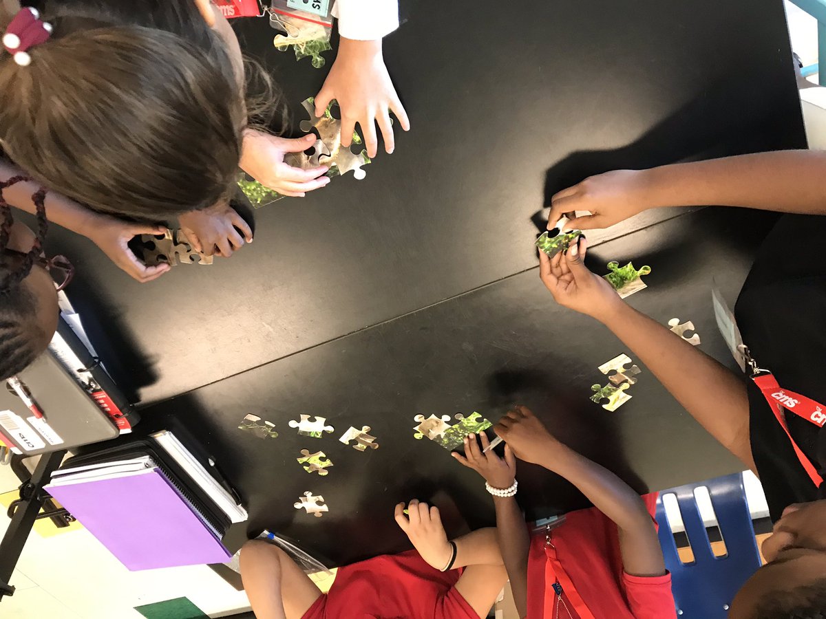 LalliLab's tweet photo. 6th graders doing the puzzle teamwork challenge in STEM Lab. No talking, no box to look at, and only 5 minutes to get it done! @Walter_g_byers @PBLWorks @LTEduProject https://t.co/86RRl9gFT2