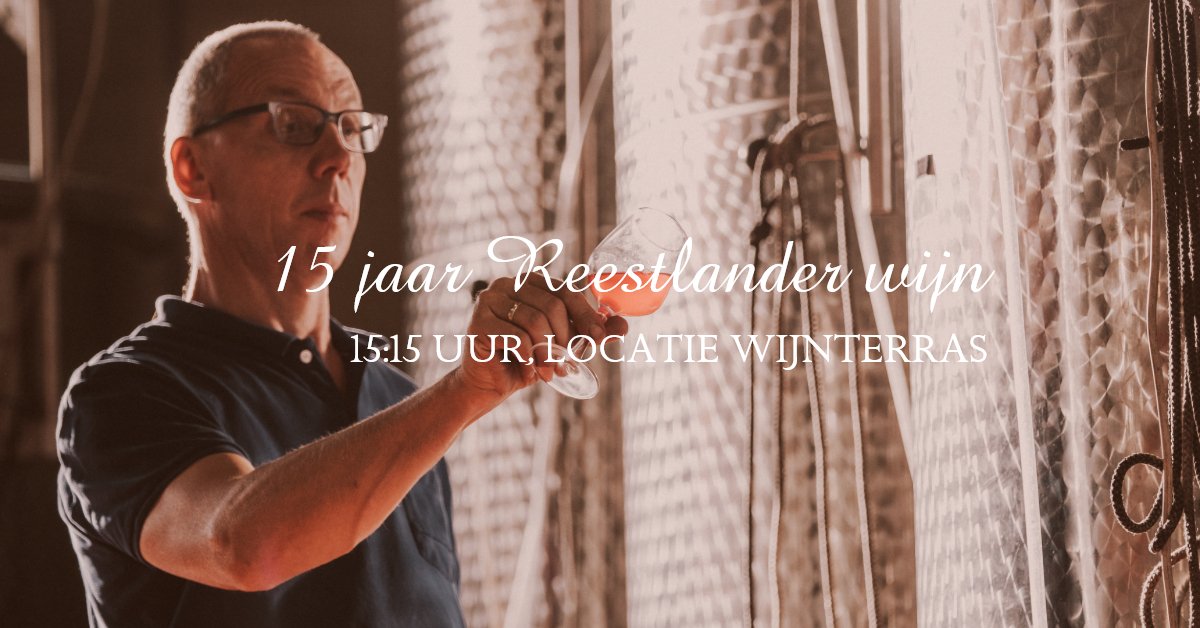 Wij maken dit jaar 15 jaar Reestlander wijn, en daar staan wij zondagmiddag, tijdens het Wijnfeest, om 15:15 uur bij stil, samen met de Burgemeester van de gemeente Hardenberg. Kom jij het jubileum meevieren?