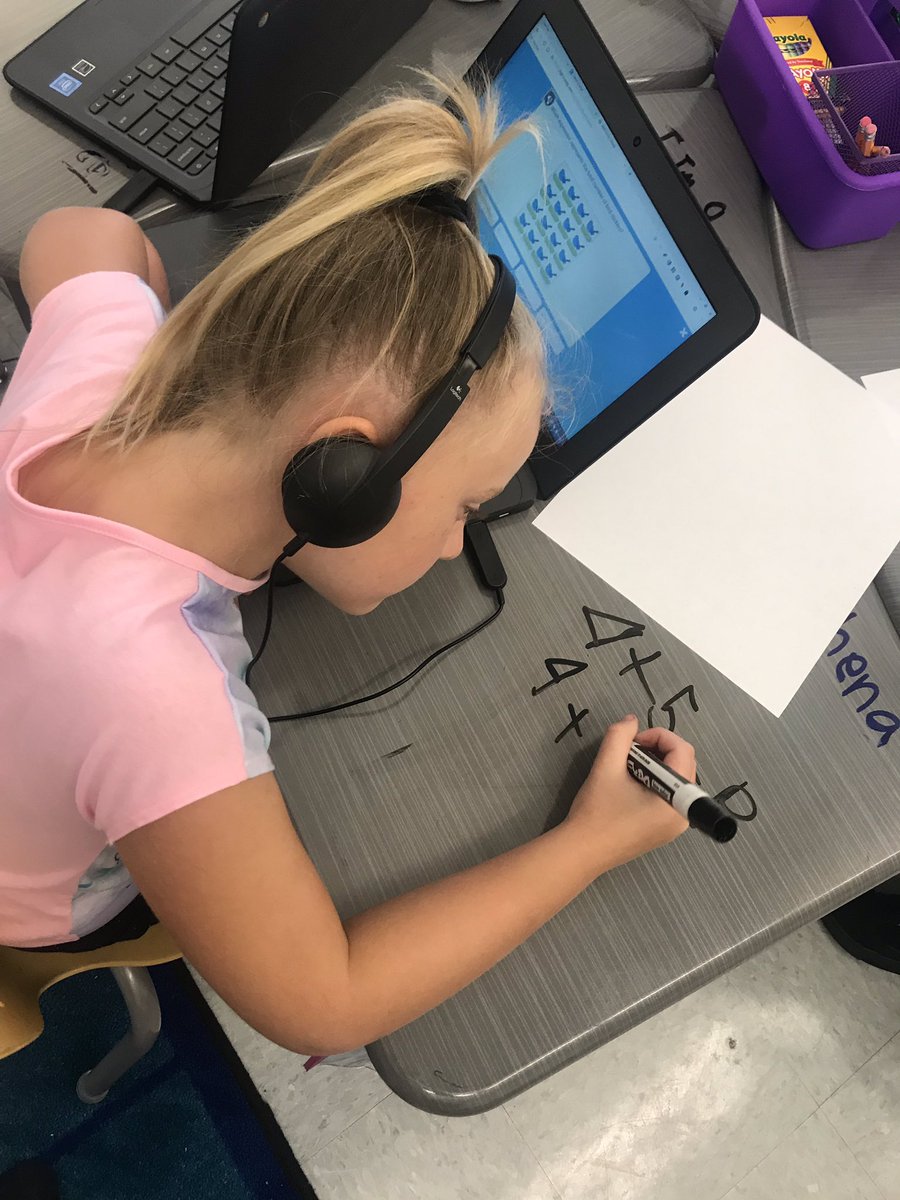 HolbrookMDUSD's tweet image. While taking our iReady math diagnostic in Ms. Carey 2nd grade class , students work their answers on desks designed for Students to write on them. @CurriculumAssoc #differenciatedlearning #expressyourthinking