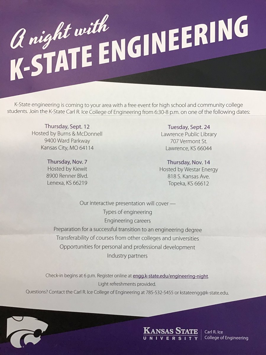 BHSroom104's tweet photo. Interested in engineering? Here is an opportunity to check out K-state’s program. #BHScollegebound https://t.co/eyZw7P3kfi