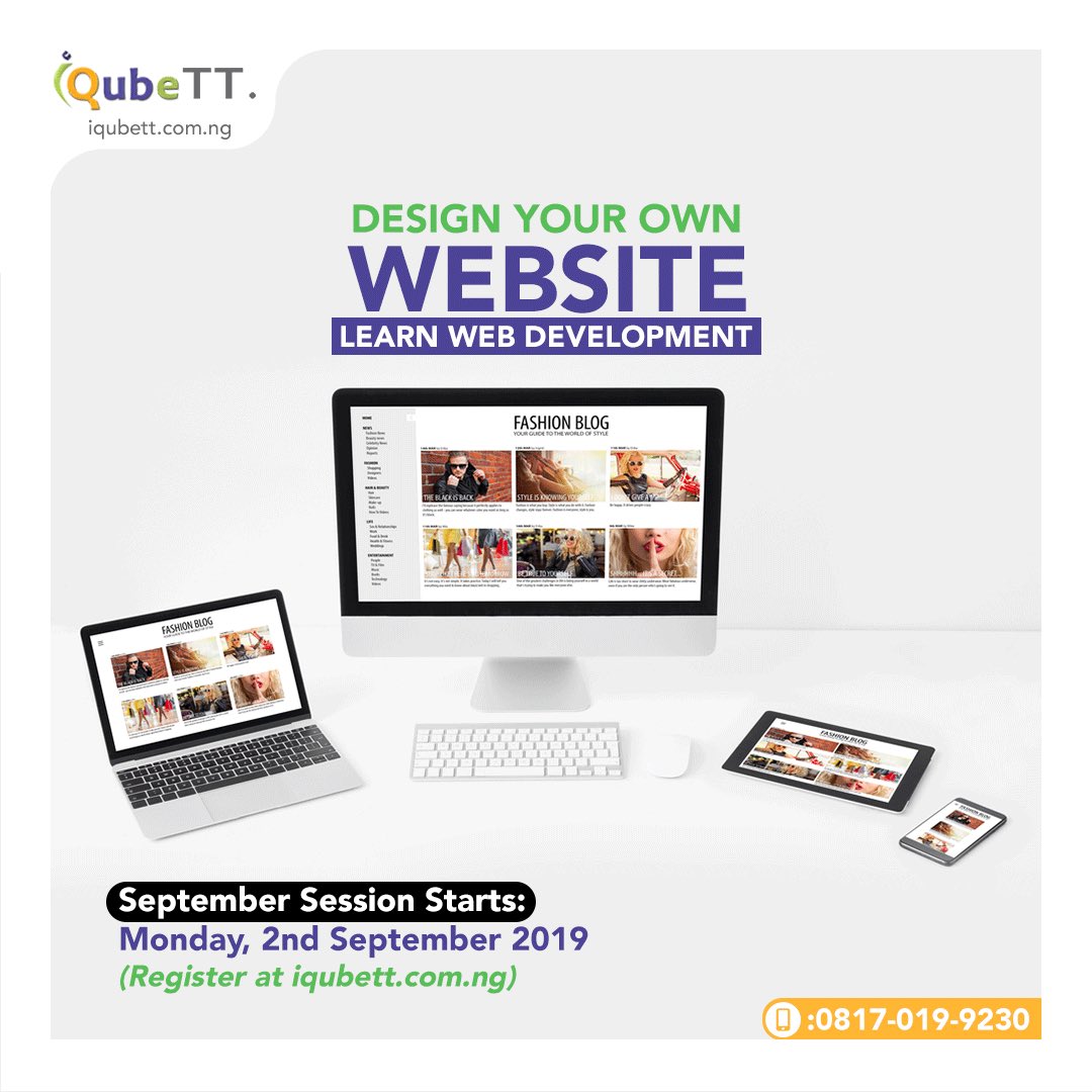 iQubeTT's tweet image. Owning and managing a website just got easier with our Web Development courses.
Hurry now and register. ⁣
Call 08063387449 today
#IQUBETT #Lagos #ProgrammingInLagos #DataProgrammingInLagos #DataTraining #DataTrainingInLagos #DataTrainingLagos #Tech #TechInLagos #DataScience