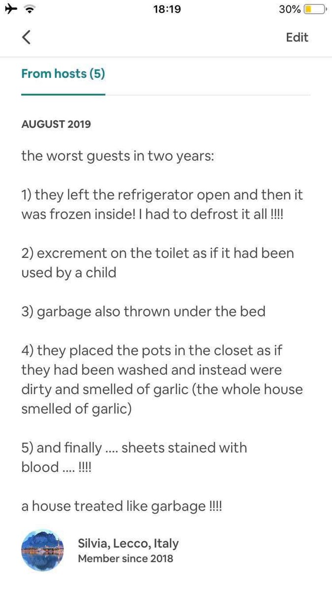 mynrd123's tweet photo. My mate is on holiday and got this review after staying in an Airbnb. Enjoy. https://t.co/uFLkSMseDR