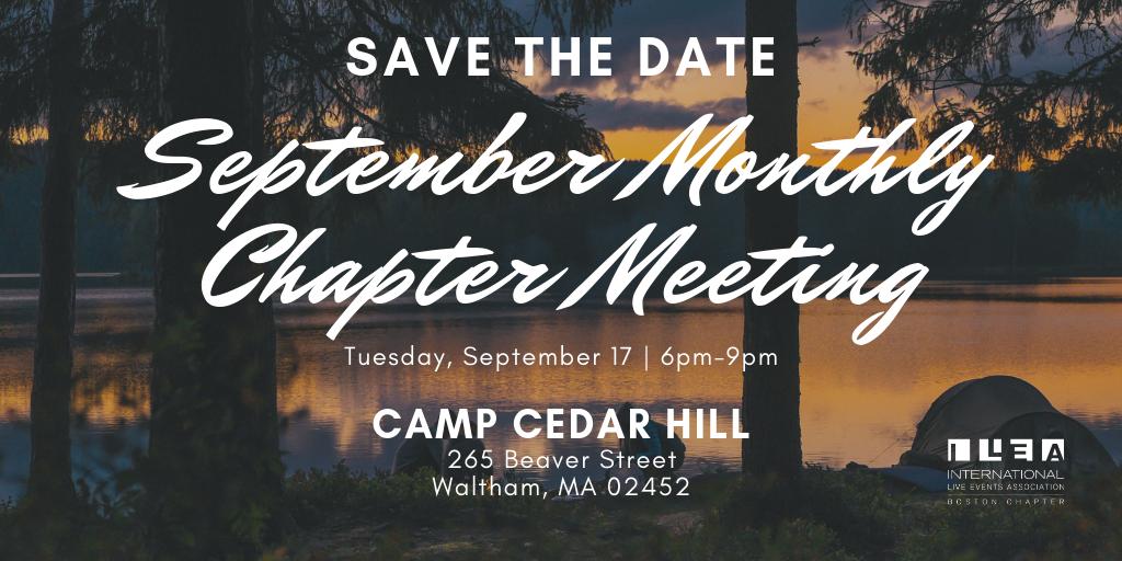 ILEABoston's tweet photo. Before you jet off for your LDW/end of summer plans... mark your calendars for the ILEA Boston September monthly meeting! Join us at @GirlScoutsEMass' Camp Cedar Hill in Waltham, MA.

Registration will be going LIVE shortly, and more info to come! https://t.co/ukwNc9GOqc