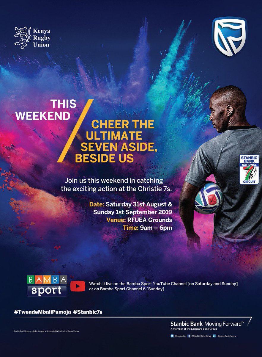 StarSportsKenya's tweet photo. We've got you sorted this weekend😎.
Sit back, relax and enjoy the penultimate round of the #Stanbic7s series live from the RFUEA Grounds on your #HomeofTrueFans👌🏾.
#BambaSport #Stanbic7s #Christie7s https://t.co/4ozsYDzzDR