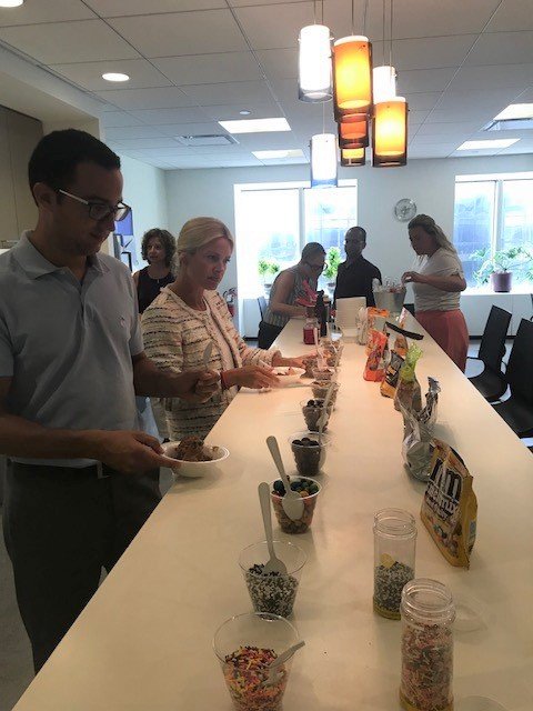 ConradOBrienPC's tweet photo. #tbt to Conrad O'Brien employees taking a break to beat the heat with an ice cream sundae bar earlier this summer. Wishing everyone a fun and sweet-filled last few days of summer! https://t.co/radJ1vGCvj