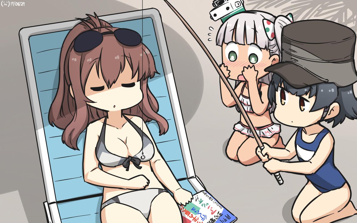 霰(艦隊これくしょん) ,サラトガ(艦これ) 「#艦これ版深夜の真剣お絵描き60分一本勝負
#艦これ版真剣お絵描き60分一本勝負」|(公)＠お仕事skeb募集中のイラスト