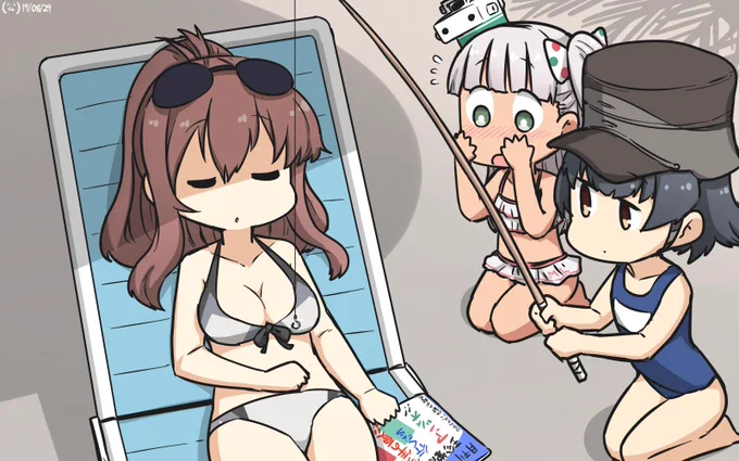 #艦これ版深夜の真剣お絵描き60分一本勝負
#艦これ版真剣お絵描き60分一本勝負_20190829
続・ノープランプールサイド05 ～慎重且つ大胆に、プールサイドフィッシング～ 