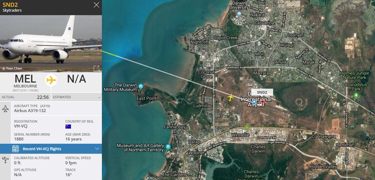 tomwoodau's tweet photo. @flightradar24 The Biloela family lands at Darwin Airport @flightradar24 #SND2 #hometobilo https://t.co/oIlOx0CJUJ