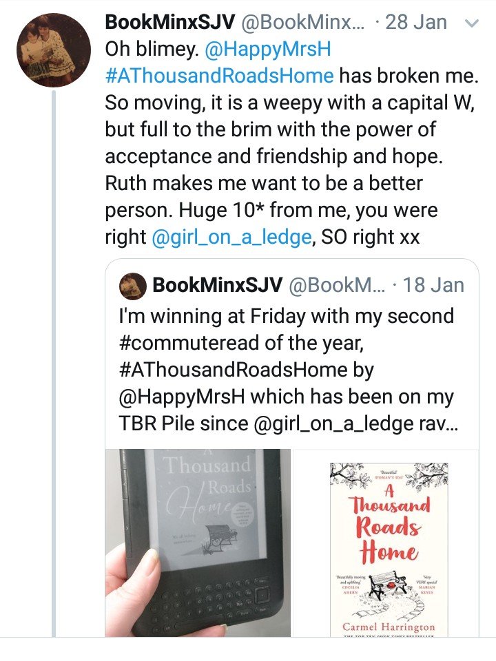 BookMinxSJV's tweet image. Brilliant feature from @HappyMrsH, author of #AThousandRoadsHome (the August #MyBookMoment Popular Fiction pick) here:  mybookmoment.com/2019/08/29/mee… - I absolutely LOVE this book, I really hope everyone who subscribed to the box this month does too!