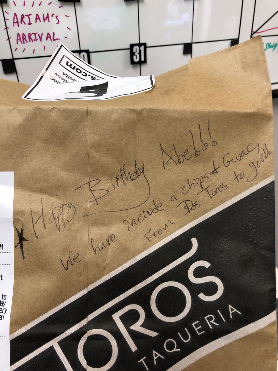 abeariel_'s tweet photo. Two of my friends bought me lunch and then @DosToros came through with this. Thanks y’all! https://t.co/KgdGzmW4JI