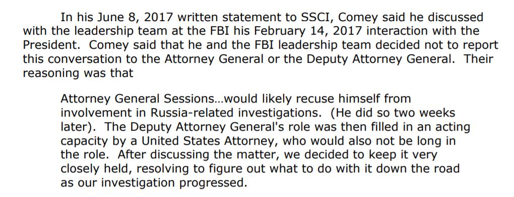 Then Comey & the leadership decided to not act upon Trump's request to let things go with General Flynn & not report it to DOJ for several reasons.It was this memo McCabe used to start the obstruction case!Even though Comey concealed portions of the meeting from McCabe!