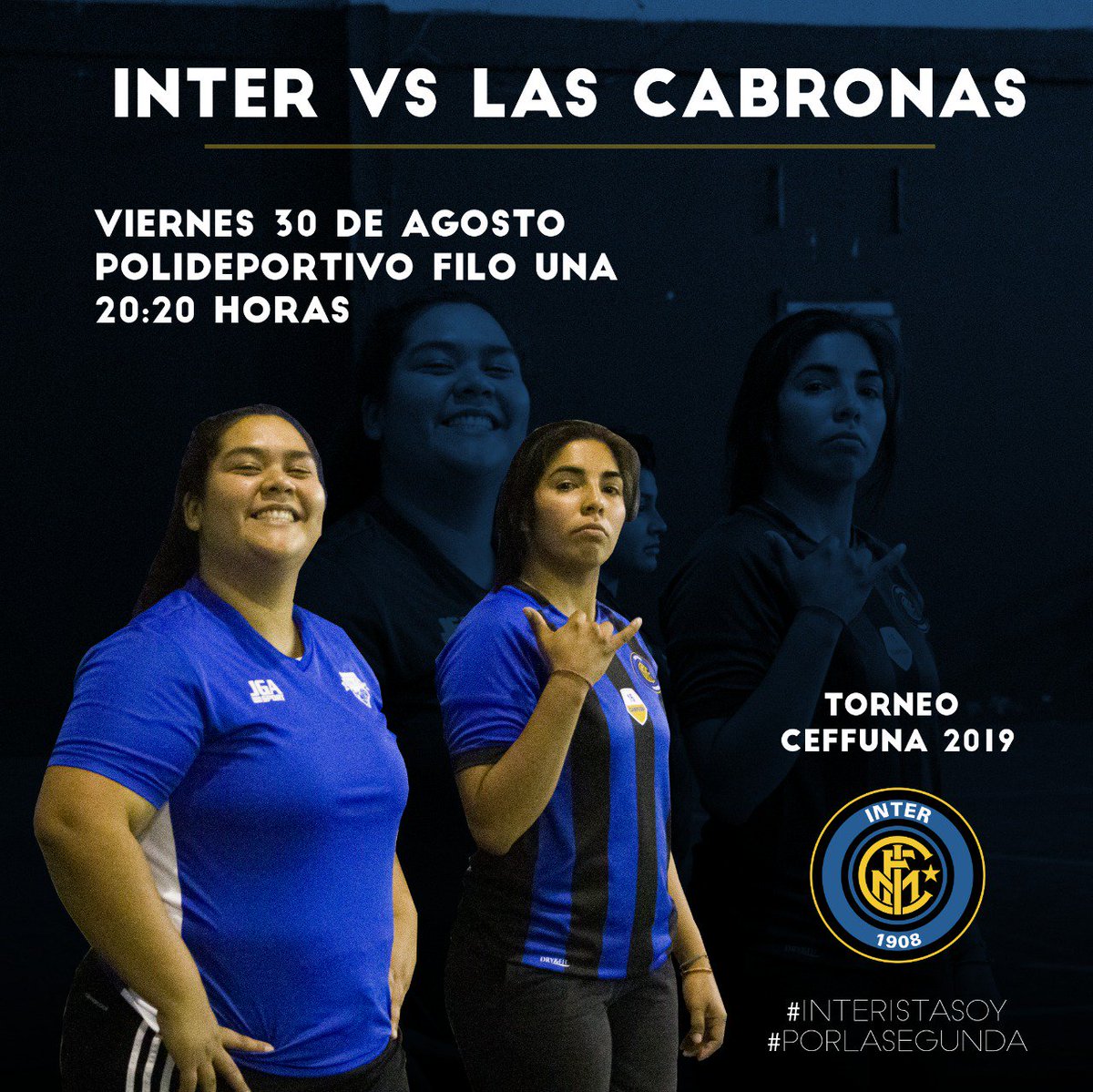 InterFemUNA's tweet photo. ¡POR UN LUGAR EN SEMIS! 
#TorneoFFUNA
⚽ @InterFemUNA 🆚 Cabronas
📆 Viernes 30/08
🕖 20:20
📍 Poli Filo UNA
#InteristaSoy 🔵⚫ https://t.co/YUCdfmKFcr