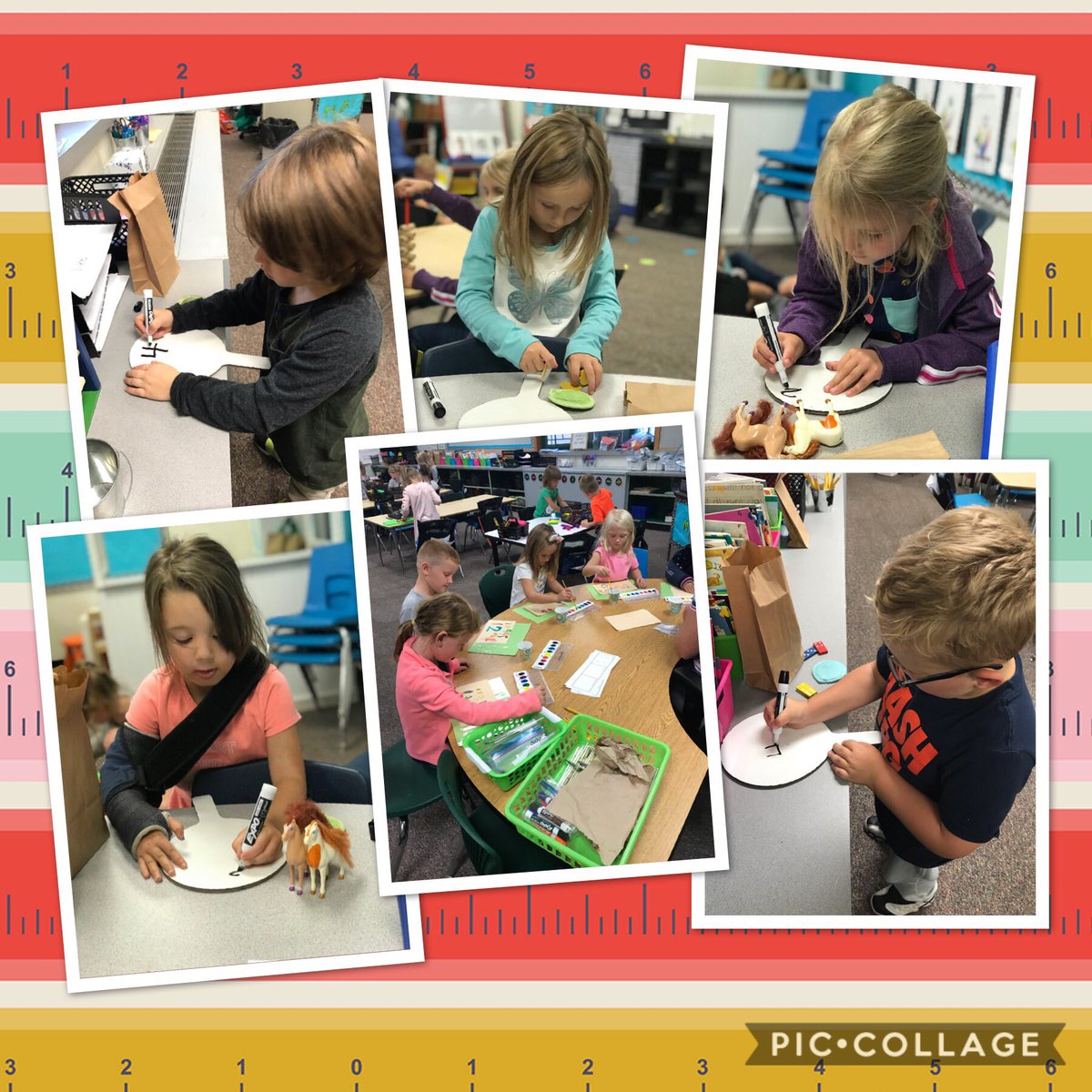 Mrs_Mullett's tweet image. These kinders were busy counting sets of objects, writing and painting numbers.  🎨 #mysterybags #countingsets #numberwriting #LPSelma