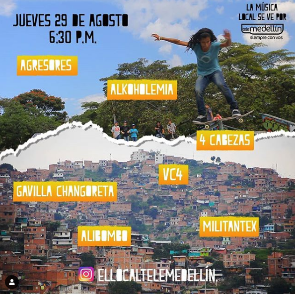 Telemedellin's tweet photo. ¿Juernes? 😎

Ya se va sintiendo el ambiente de fin de semana🎉y por eso te invitamos a conectarte con #ElLocal y disfrutar con @alkoholemiapunk, @4CABEZASOFICIAL, @VcCuatro, #GavillaChangoreta, @alibombomusica, @militantex y más.

¡No te lo pierdas!🏃🏻

https://t.co/Va1mpScLj4 https://t.co/XQ2hbtEs2W