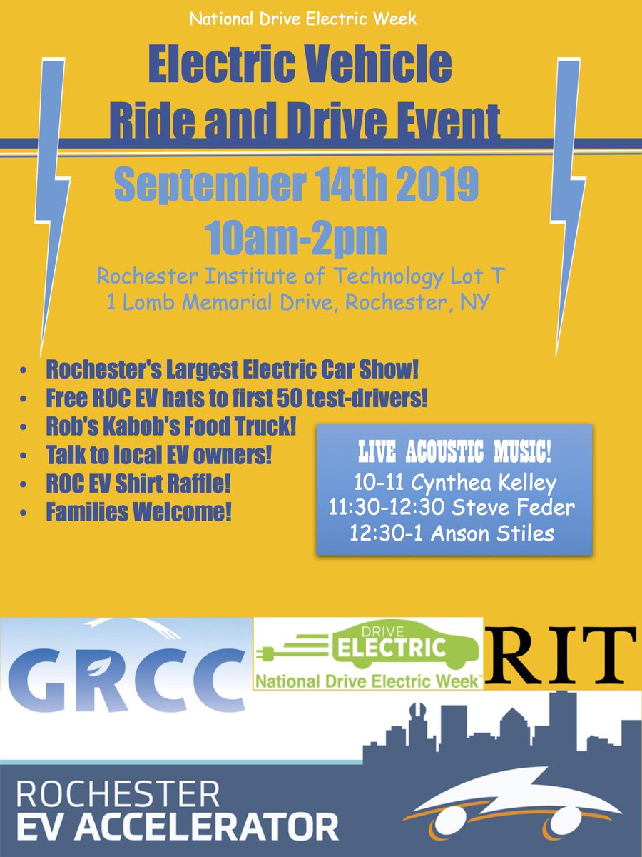We're just two weeks away! Take part in the largest EV car show of the year! Bring your family, your friends, and an appetite for <a href="/robskabobsny/">Robs Kabobs</a> and cutting edge EVs! The event will take place at RIT in Lot T. #NationalDriveElectricWeek #NDEW #DriveElectric