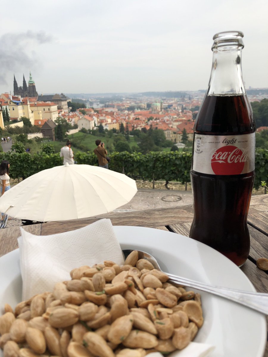 melodiey's tweet photo. The best view in Prague #Dietcoke aka #Cokelight #StNorberts church, monastery and cafe after one heck of a climb https://t.co/pm9e9bw81h