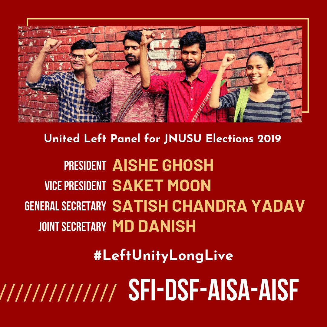 sfijnuunit's tweet photo. #leftunitylonglive
#JNUSUelections2019 https://t.co/oKeUKj3dhB