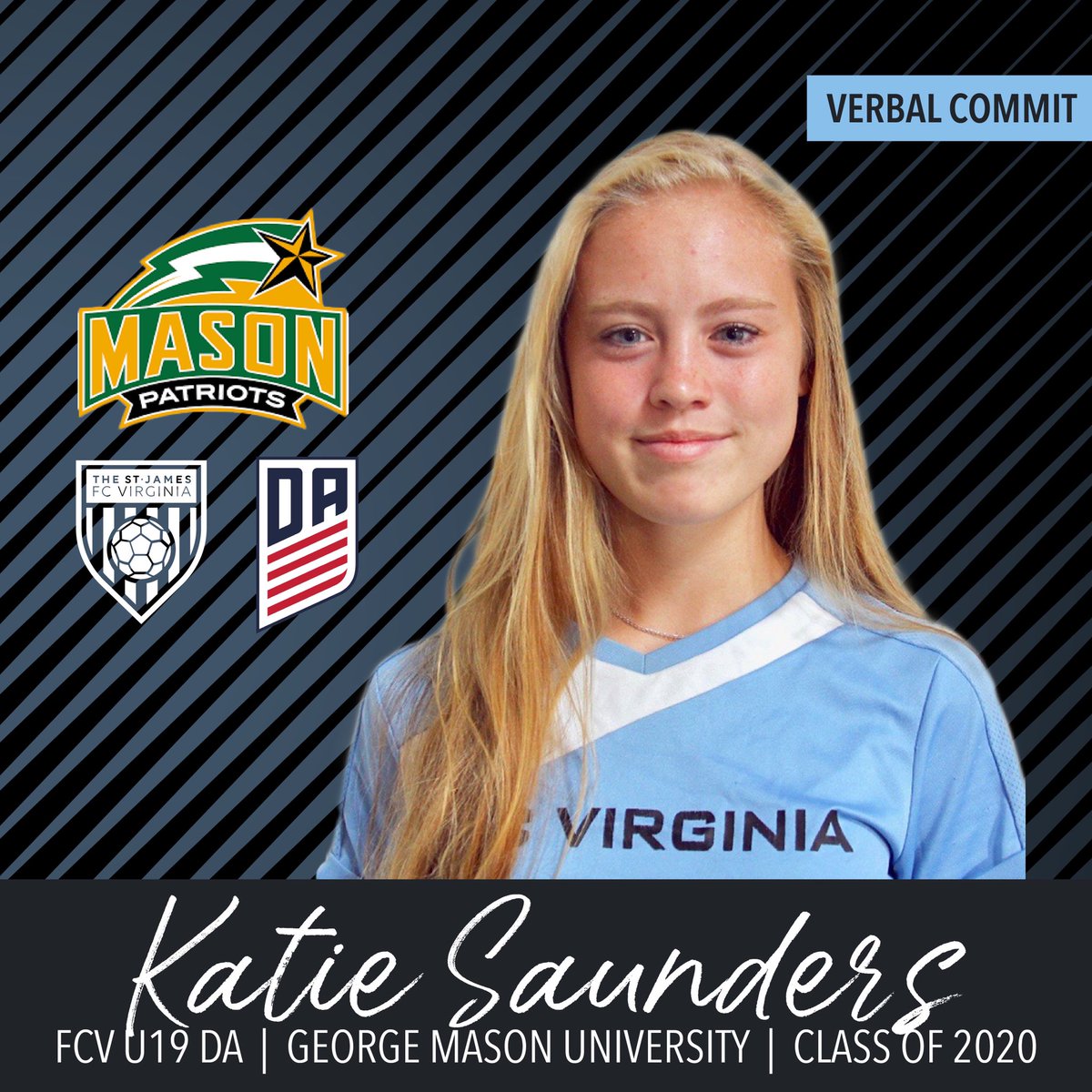 TheStJamesFC's tweet photo. 🚨COMMIT ALERT🚨 Katie Saunders of our U19 #GirlsDA team has verbally committed to play soccer at @GeorgeMasonU 
Congrats Katie! 👏

#FCVUniversity #collegebound #FCVA #FCVAxTSJ @TheStJames_ @MasonWSOC https://t.co/NVebSNa1h4