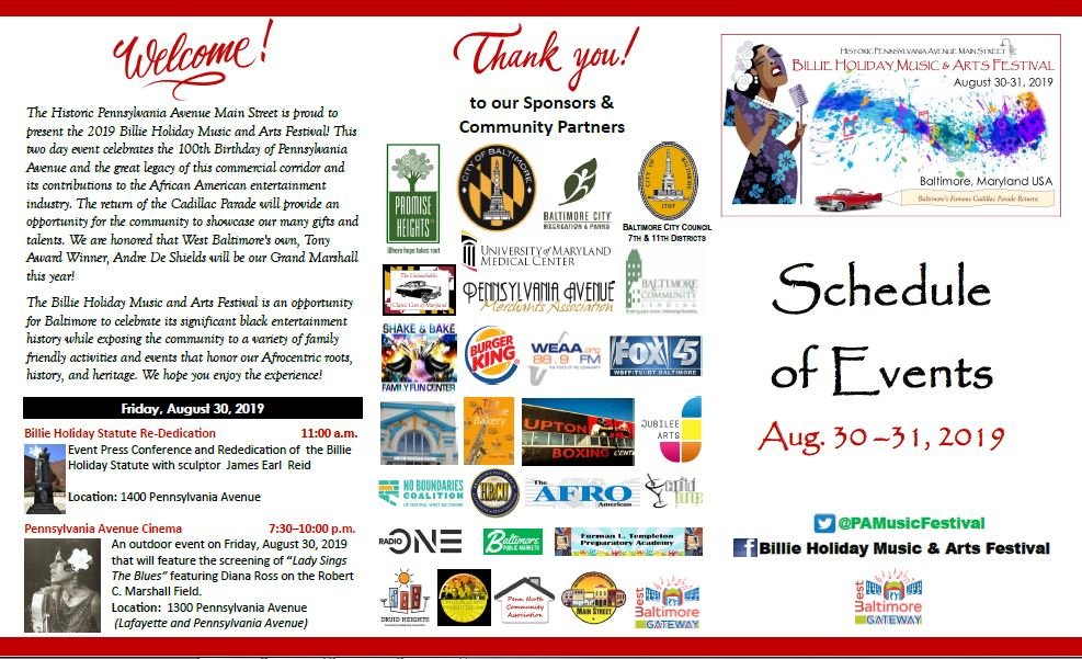 Eric T. Costello (@councilmanetc) on Twitter photo The 2019 Billie Holiday Music and Arts Festival is coming up this Saturday, August 31. Please be sure to come on out, bring your family and friends, and have a great time enjoying the rich culture and history of Pennsylvania Avenue in
@HistoricUpto and <a href="/Druid_Heights/">Druid Heights CDC</a>! The 2019 Billie Holiday Music and Arts Festival is coming up this Saturday, August 31. Please be sure to come on out, bring your family and friends, and have a great time enjoying the rich culture and history of Pennsylvania Avenue in
@HistoricUpto and <a href="/Druid_Heights/">Druid Heights CDC</a>!