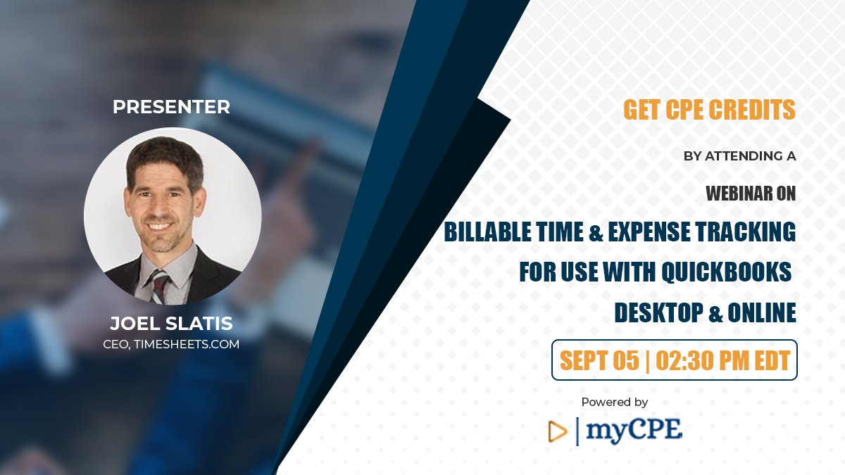 myCPE's tweet photo. myCPE brings you a Free CPE webinar on by Joel Slatis of https://t.co/bXH0Za4h90.
Register Now: https://t.co/vhlNJYAp8n
#1Credit1Meal #CPE #Webinar #ContinuingEducation #myCPE #SocialImpact #BillTracking #Accounting #Quickbooks #Payrolls https://t.co/6biVsUk7K7