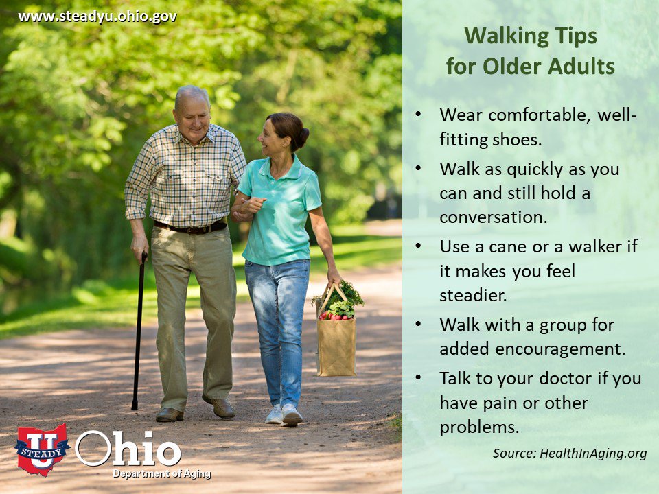 OhioDeptOfAging's tweet photo. Going for a walk to help us take "10 Million Steps to Prevent Falls?" Here are some tips from @SteadyUOhio. https://t.co/gjczL1agEb #10MStepsOH #PreventFalls #FPAD2019 #FPAD19 #GetInvolved #FallsPrevention #Falls https://t.co/nSr1yEwMEl