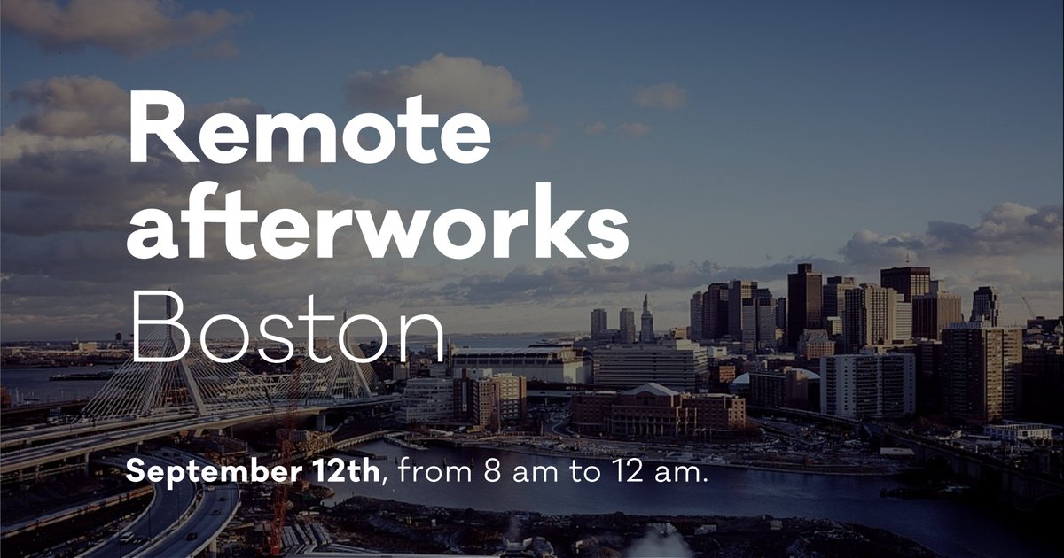 remoteafterwork's tweet photo. Calling all #remotework advocates in #NewEngland ! Join us for an outstanding "breakfast-edition" of #remoteafterworks with industry leaders representing @helpscout @MeetingOwl @workingrem @flexjobs ! https://t.co/s7pIzvM3ji