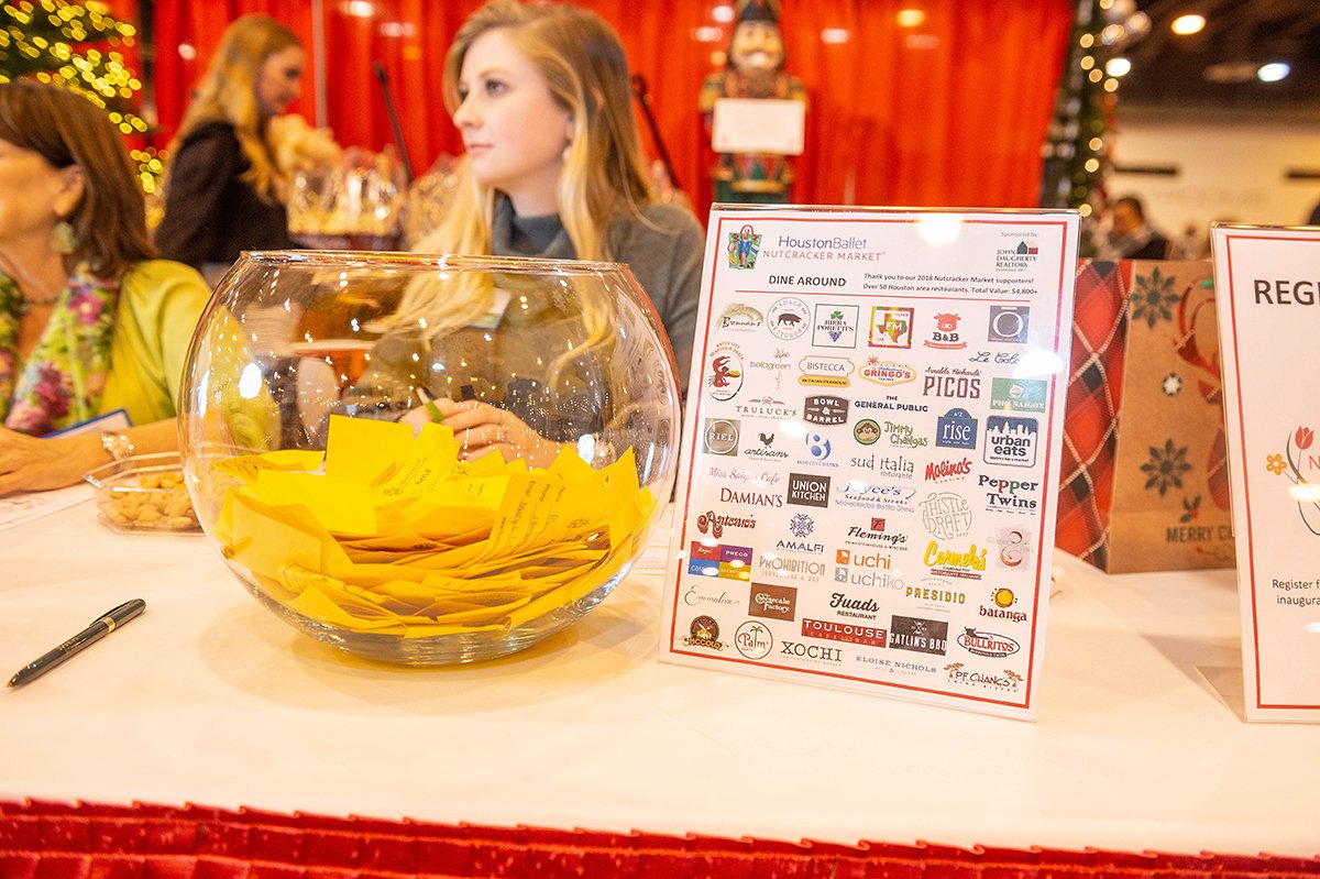 NutcrackerMkt's tweet photo. One of the MUST-VISIT areas at the Nutcracker Market is our Market Raffle, sponsored by @JDREALTORS. This year we have a Dine Around package, a Macy's gift card, a weekend at @CITYCENTREHOU an @Akfurgallery Cashmere Cape &amp; more! Visit our website for more info. https://t.co/9f6H0Or4IL