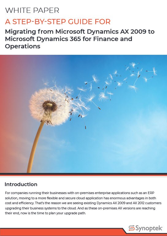 Synoptek's tweet image. As #Microsoft #DynamicsAX 2009 and #DynamicsAX2012 reach their end, now is the time to upgrade. Read this #whitepaper to know more. hubs.ly/H0k7Cjd0