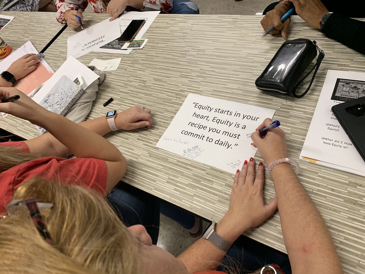 newsome_es's tweet photo. NPES engaging in the “Silent Conversations ” PD around Equity—In the words of @SarahSchmitt757, you must move beyond surface facets of equity...you MUST become comfortable with being uncomfortable...you don’t become equitable for “time-served”... #werecommitted #iamnewsomepark https://t.co/dvMQRuOtfD