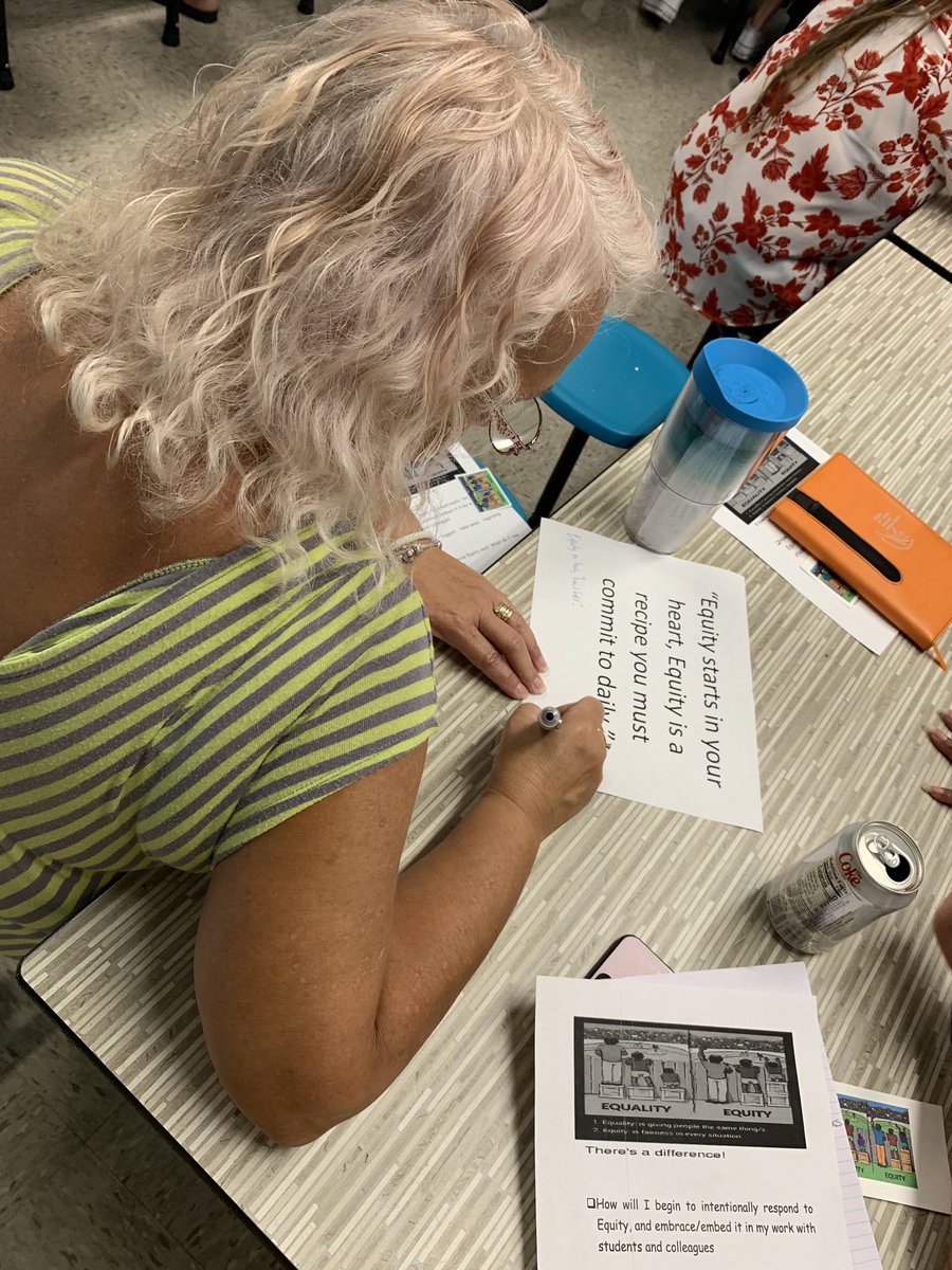 newsome_es's tweet photo. NPES engaging in the “Silent Conversations ” PD around Equity—In the words of @SarahSchmitt757, you must move beyond surface facets of equity...you MUST become comfortable with being uncomfortable...you don’t become equitable for “time-served”... #werecommitted #iamnewsomepark https://t.co/dvMQRuOtfD