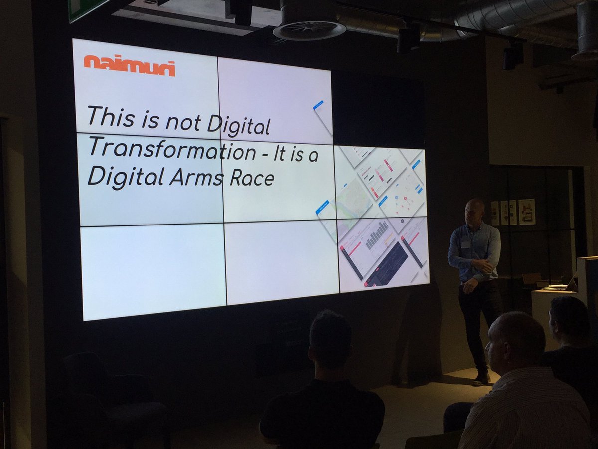 I'm liking what Paul Heywood from @NaimuriUK just shared...   "This is not digital transformation - it is a digital arms race". I think that injects a sense of urgency into the mix. <a href="/60innovations/">60innovations</a> #digitaltransformers #transformersconnect #Manchester <a href="/MaxwellBondUK/">Maxwell Bond</a> <a href="/studioskylab/">Skylab</a>