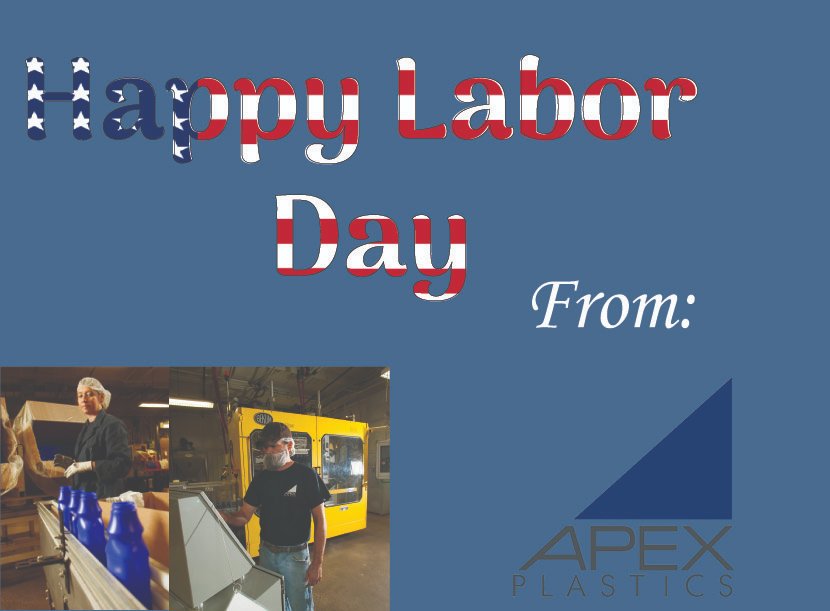 Apex_Plastics's tweet photo. Happy Labor Day Weekend! We are thankful for every person in our Apex Family! Have an enjoyable and safe weekend.

#ApexPlastics #LaborDay #LaborDayweekend #Plasticindustry #plasticmanufacturer #blowmolding https://t.co/Wt46Cmsu6i