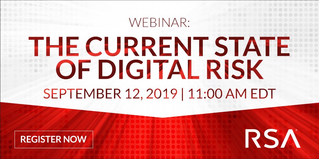 What's the state of #DigitalRisk? Are organizations addressing them effectively? Join RSA for a #webinar on 9/12 to see what new #research has uncovered. Register here: rsa.im/2KXYJIk