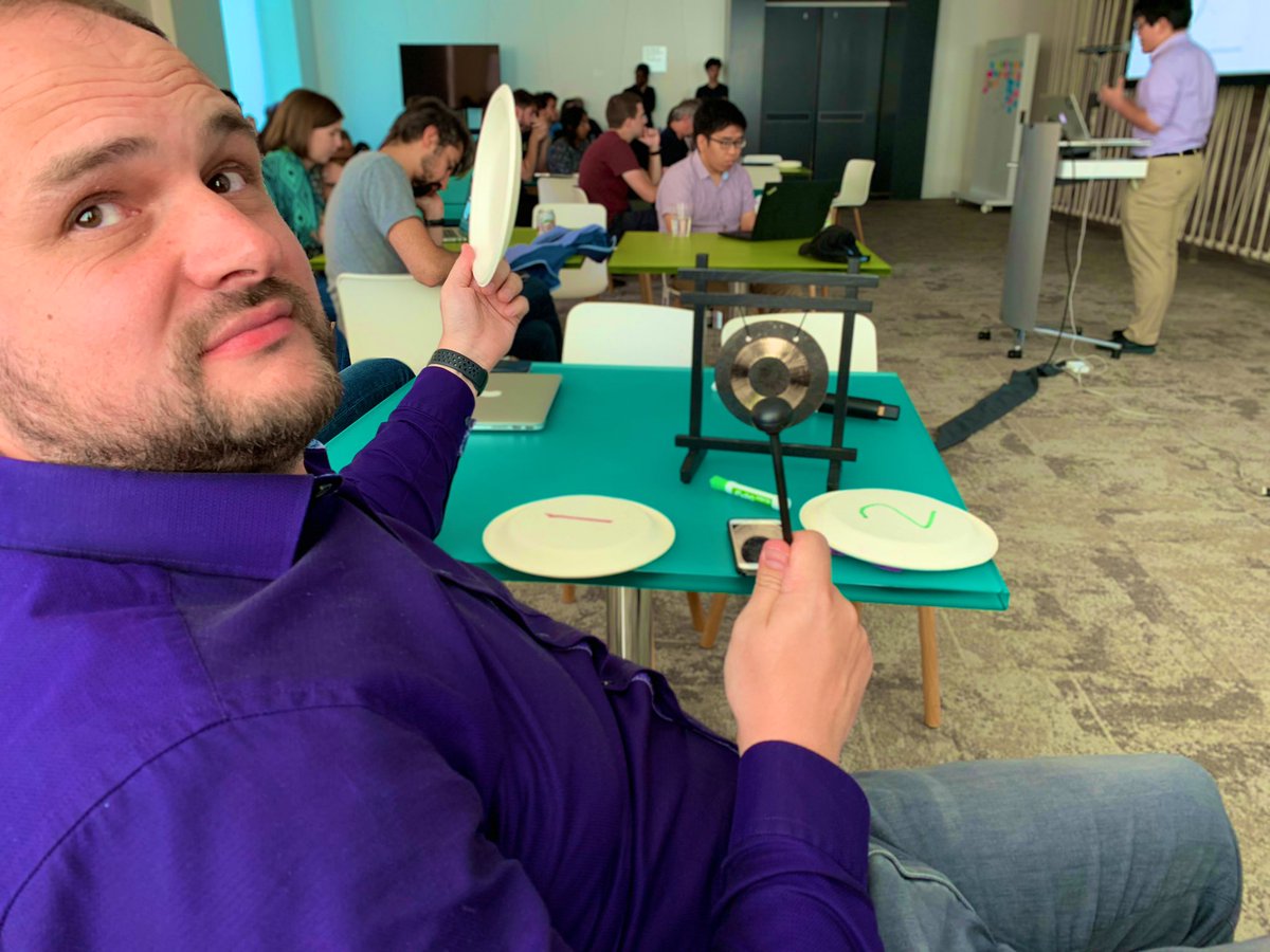 nipalm's tweet photo. It's #internfest at @MITIBMLab! @hen_str acting as #gongmaster @IBMResearch https://t.co/toUATzWrD8