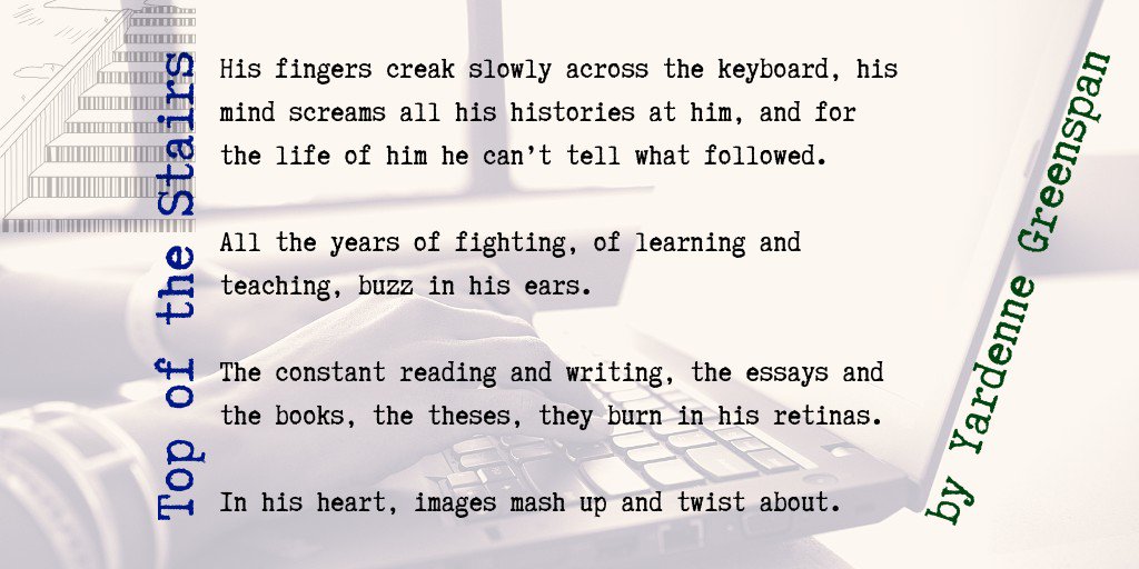 HMBMag's tweet image. “Step lightly!” they called to one another, “you can break your neck on these things!” But they couldn’t help themselves from rushing up, their hearts leaping, to the heavy wooden doors. 

--Top of the Stairs by @YardenneG #fiction
hotmetalbridge.org/top-of-the-sta…