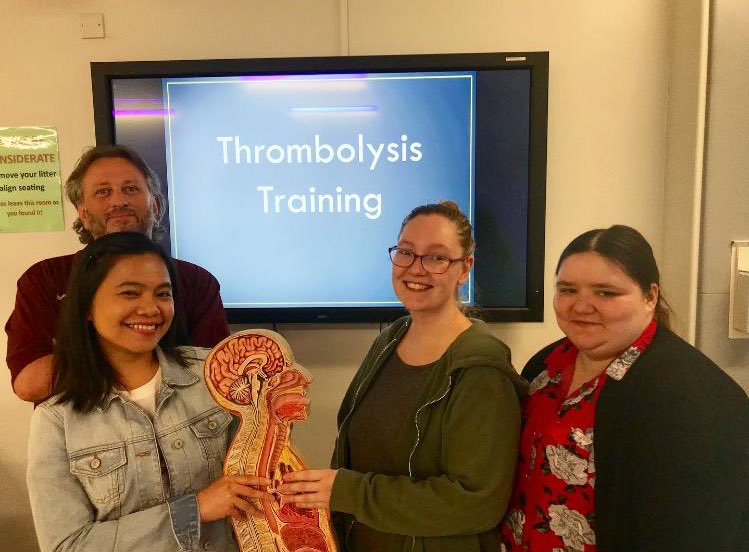 StrokeUlht's tweet photo. Today the 3rd group of @LCHStrokeUnit nurses completed thrombolysis training provided by the stroke acp’s. A mix of theory &amp; simulated learning to ensure safe care is delivered to all stroke patients. 

#stroke #strokecare #clinicalskills #enhancingcare #cpd #nurseeducation https://t.co/x7CLABYfqR