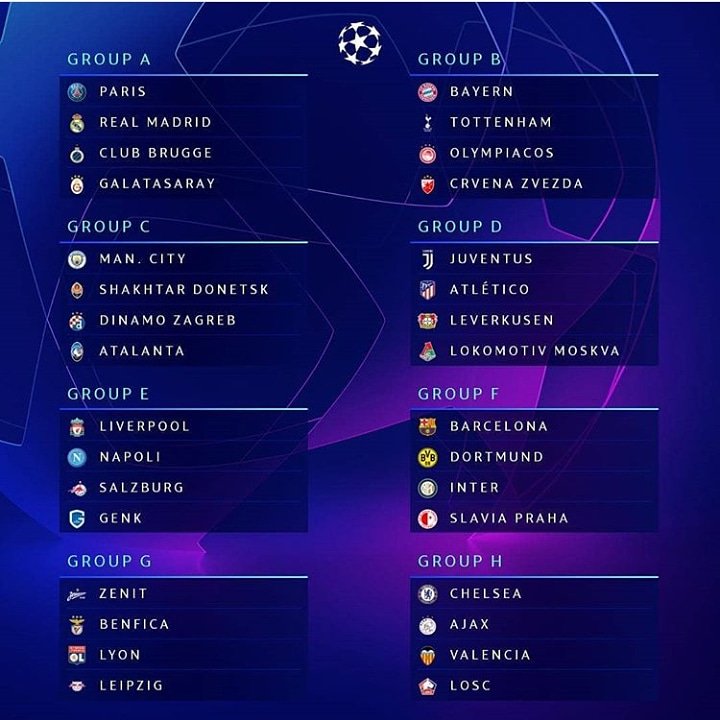 ipressltd's tweet photo. Here are the groups for UEFA 2019/2020 champions league Season.
.
Which group looks like the toughest?😎
.
#giveawaytime #giveawaycontest #giveaways #airtimegiveaway #airtime #contest #competition #give #battle #visual #iQ #test
#bbnaija #peperdemgang #bbnaija2019 https://t.co/d5KMiRn9JV
