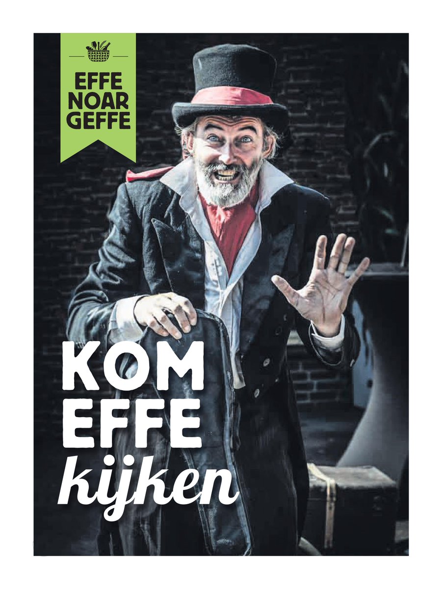 Zondag trekt hilarisch straattheater door de Geffense straten, zoals een metershoge karavaan, Terug in d’n Tèd, Napoleon &amp; Joséphine en Poppentheater Ronzebons. En pas op: bij terras D'n Zilvere Zeug rollen de tranen over je wangen tijdens de Veiling der Emotie! :D