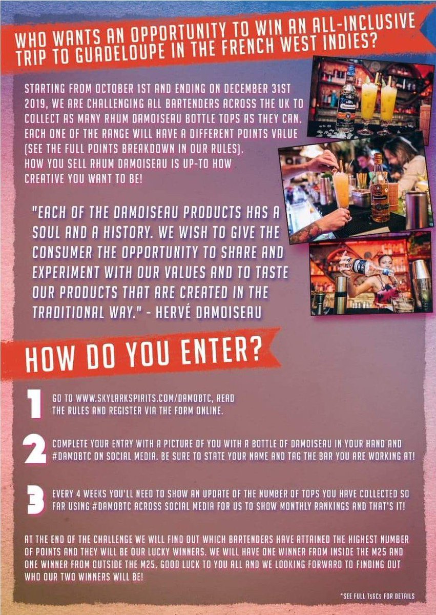 RumDiariesBlog's tweet photo. Looks like the chaps over at @SkylarkSpirits are running a pretty cool @RhumDamoiseau related competition for bars.....give it a look... https://t.co/kBqvSZBXjk