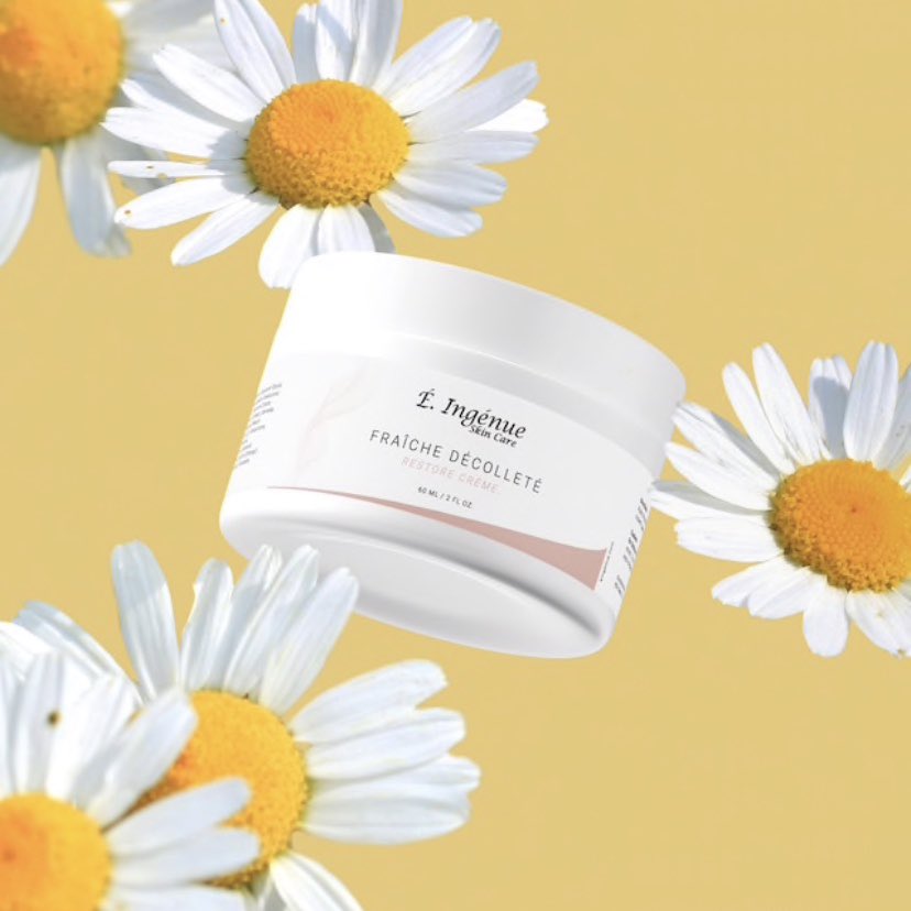 e_ingenue's tweet photo. É. Ingénue’s Fraîche Décolleté Restore Crème 
Our luxurious, chest and neck cream contains a new technology that helps skin create its own internal water source, ensuring continual hydration 
Vitamin B5, Chamomile &amp; Argan Oil helps soothe your #skin 
#antiaging
#skincare 
#vegan https://t.co/QahRFiCbCn