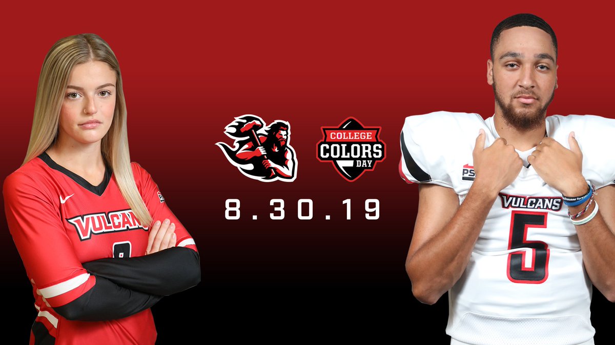 calvulcans's tweet photo. GEN: Fans, alumni and student-athletes everywhere are encouraged to show that their college colors never fade by wearing RED and BLACK on #CollegeColorsDay tomorrow! https://t.co/EAtkExVasu