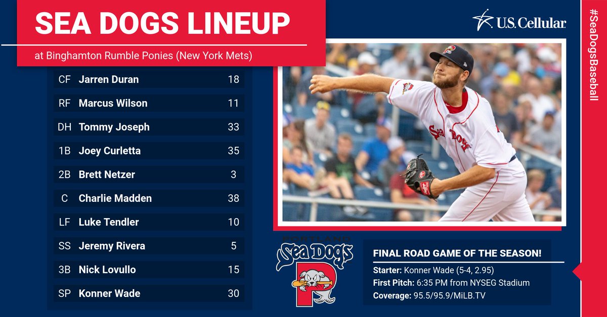 PortlandSeaDogs's tweet photo. #SeaDogsBaseball with one more road game this season. Our lineup is presented by @USCellular https://t.co/11WGdU3O9f