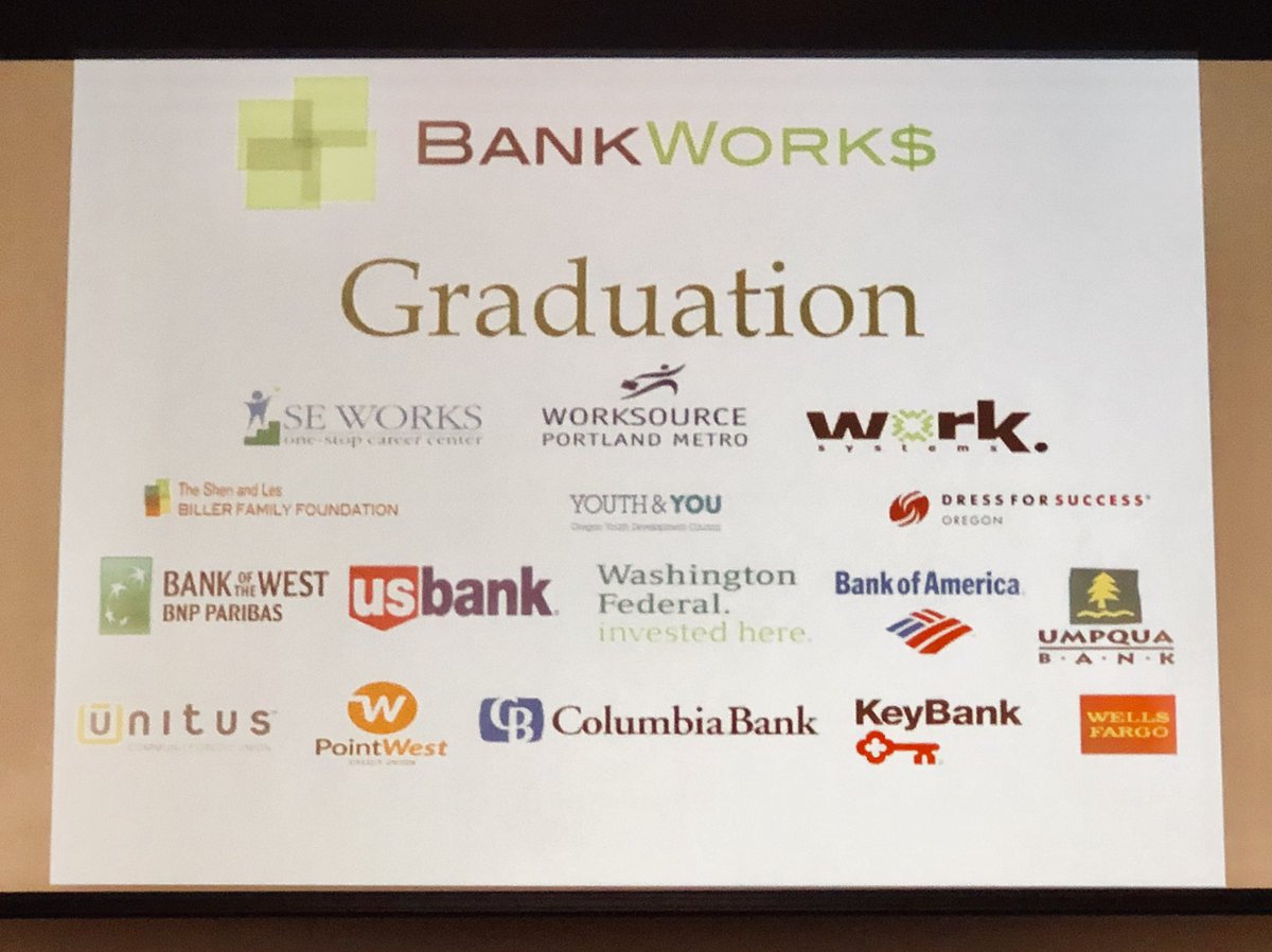 kchristiansen26's tweet photo. Congratulations to all of today’s @BankWorksOrg Portland graduates! What a talented and diverse class! Thanks to all our @ORBankers members for their sponsorship of this wonderful program. #bankworks #oregonbanking https://t.co/kMIYkdIMV9